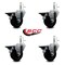 Service Caster 3.5'' Hard Rubber Wheel Swivel 7/16'' Grip Ring Stem Caster Set with Brake, 4PK SCC-GR20S3514-HRS-PLB-716138-4 - alternate 2